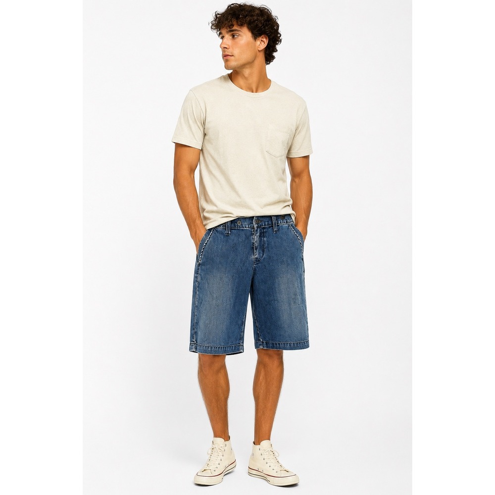 Lucky Brand Denim Shorts Mens 28 Blue Dungaree Straight Leg Casual Skater